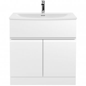 Hudson Reed Urban Floor Standing 2-Door Vanity Unit with Basin 4 Satin White - 800mm Wide