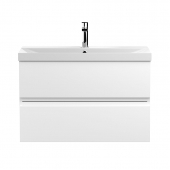 Hudson Reed Urban Wall Hung 2-Drawer Vanity Unit with Basin 3 Satin White - 800mm Wide | Product Image