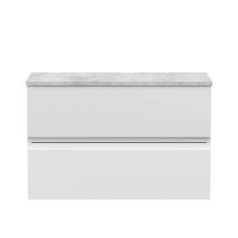 Hudson Reed Urban Wall Hung 2-Drawer Vanity Unit with Ballato Grey Worktop 800mm Wide - Satin White