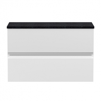 Hudson Reed Urban Wall Hung 2-Drawer Vanity Unit with Sparkling Black Worktop 800mm Wide - Satin White | Product Image