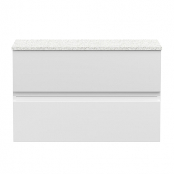 Hudson Reed Urban Wall Hung 2-Drawer Vanity Unit with Sparkling White Worktop 800mm Wide - Satin White