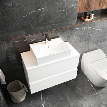 Hudson Reed Urban Wall Hung 2-Drawer Vanity Unit with Worktop 800mm Wide - Satin White