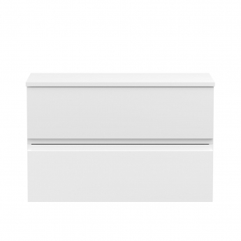 Hudson Reed Urban Wall Hung 2-Drawer Vanity Unit with Worktop 800mm Wide - Satin White