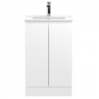 Hudson Reed Urban Floor Standing 2-Door Vanity Unit with Basin 2 Satin White - 500mm Wide | Product Image