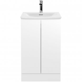 Hudson Reed Urban Floor Standing 2-Door Vanity Unit with Basin 4 Satin White - 500mm Wide