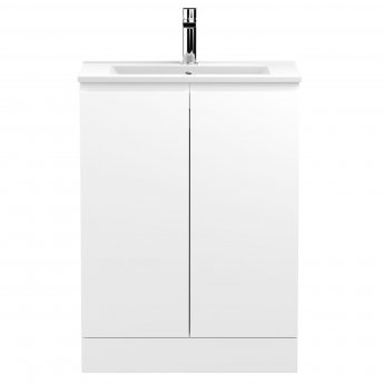 Hudson Reed Urban Floor Standing 2-Door Vanity Unit with Basin 2 Satin White - 600mm Wide