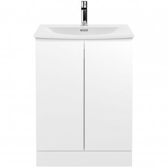 Hudson Reed Urban Floor Standing 2-Door Vanity Unit with Basin 4 Satin White - 600mm Wide