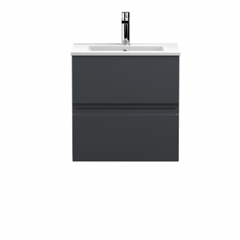 Hudson Reed Urban Wall Hung 2-Drawer Vanity Unit with Basin 2 Satin Anthracite - 500mm Wide