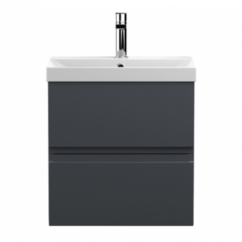 Hudson Reed Urban Wall Hung 2-Drawer Vanity Unit with Basin 3 Satin Anthracite - 500mm Wide