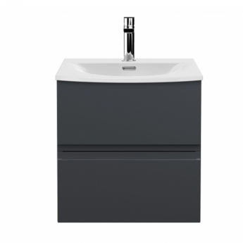 Hudson Reed Urban Wall Hung 2-Drawer Vanity Unit with Basin 4 Satin Anthracite - 500mm Wide