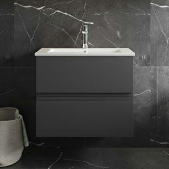 Hudson Reed Urban Wall Hung 2-Drawer Vanity Unit with Basin 2 Satin Anthracite - 600mm Wide