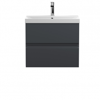 Hudson Reed Urban Wall Hung 2-Drawer Vanity Unit with Basin 3 Satin Anthracite - 600mm Wide