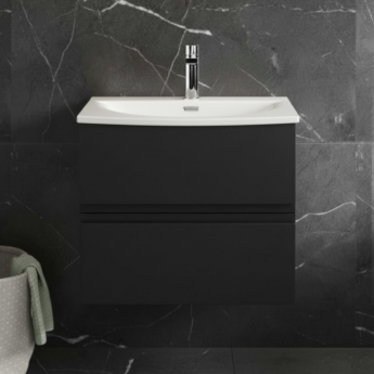 Hudson Reed Urban Wall Hung 2-Drawer Vanity Unit with Basin 4 Satin Anthracite - 600mm Wide