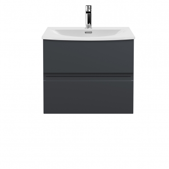 Hudson Reed Urban Wall Hung 2-Drawer Vanity Unit with Basin 4 Satin Anthracite - 600mm Wide