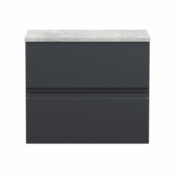 Hudson Reed Urban Wall Hung 2-Drawer Vanity Unit with Bellato Grey Worktop 600mm Wide - Satin Anthracite
