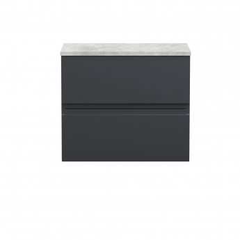 Hudson Reed Urban Wall Hung 2-Drawer Vanity Unit with Bellato Grey Worktop 600mm Wide - Satin Anthracite