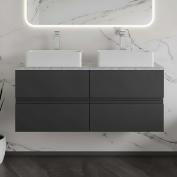Hudson Reed Urban Wall Hung 4-Drawer Vanity Unit with Bellato Grey Worktop 1200mm Wide - Satin Anthracite | Product Image
