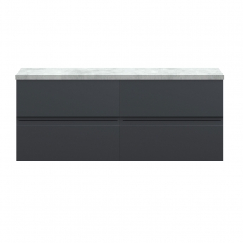 Hudson Reed Urban Wall Hung 4-Drawer Vanity Unit with Bellato Grey Worktop 1200mm Wide - Satin Anthracite | Product Image