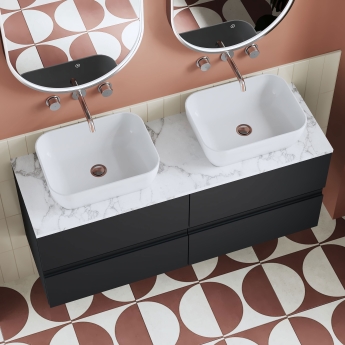 Hudson Reed Urban Wall Hung 4-Drawer Vanity Unit with Carrara Marble Worktop 1200mm Wide - Satin Anthracite | Product Image