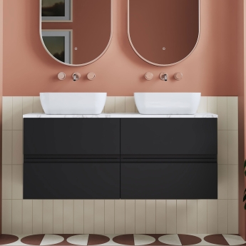 Hudson Reed Urban Wall Hung 4-Drawer Vanity Unit with Carrara Marble Worktop 1200mm Wide - Satin Anthracite | Product Image