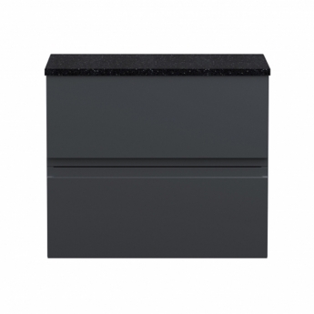 Hudson Reed Urban Wall Hung 2-Drawer Vanity Unit with Sparkling Black Worktop 600mm Wide - Satin Anthracite