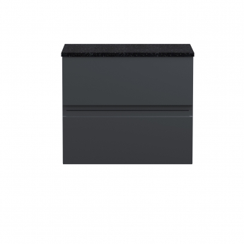 Hudson Reed Urban Wall Hung 2-Drawer Vanity Unit with Sparkling Black Worktop 600mm Wide - Satin Anthracite