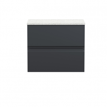 Hudson Reed Urban Wall Hung 2-Drawer Vanity Unit with Sparkling White Worktop 600mm Wide - Satin Anthracite