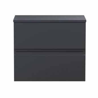 Hudson Reed Urban Wall Hung 2-Drawer Vanity Unit with Worktop 600mm Wide - Satin Anthracite