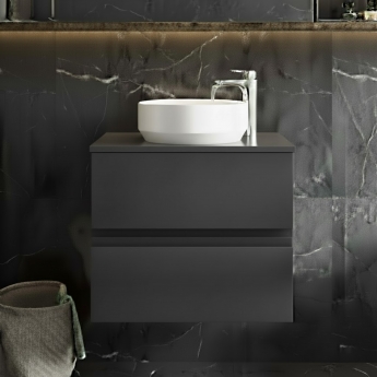 Hudson Reed Urban Wall Hung 2-Drawer Vanity Unit with Worktop 600mm Wide - Satin Anthracite