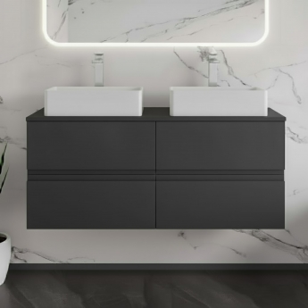 Hudson Reed Urban Wall Hung 4-Drawer Vanity Unit with Worktop 1200mm Wide - Satin Anthracite