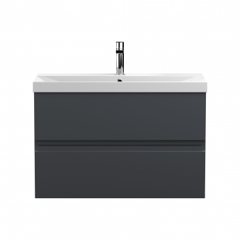 Hudson Reed Urban Wall Hung 2-Drawer Vanity Unit with Basin 3 Satin Anthracite - 800mm Wide