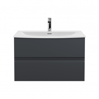Hudson Reed Urban Wall Hung 2-Drawer Vanity Unit with Basin 4 Satin Anthracite - 800mm Wide