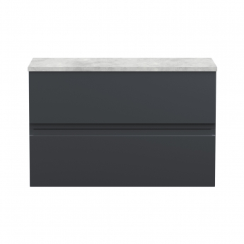 Hudson Reed Urban Wall Hung 2-Drawer Vanity Unit with Bellato Grey Worktop 800mm Wide - Satin Anthracite