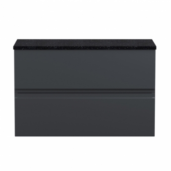 Hudson Reed Urban Wall Hung 2-Drawer Vanity Unit with Sparkling Black Worktop 800mm Wide - Satin Anthracite