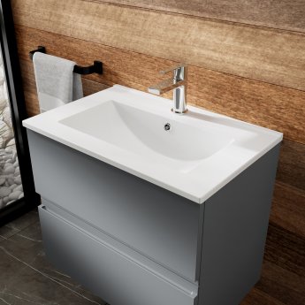 Hudson Reed Urban Wall Hung 2-Drawer Vanity Unit with Basin 2 Satin Grey - 800mm Wide