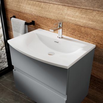 Hudson Reed Urban Wall Hung 2-Drawer Vanity Unit with Basin 4 Satin Grey - 800mm Wide