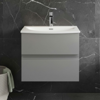 Hudson Reed Urban Wall Hung 2-Drawer Vanity Unit with Basin 4 Satin Grey - 600mm Wide