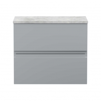 Hudson Reed Urban Wall Hung 2-Drawer Vanity Unit with Bellato Grey Worktop 600mm Wide - Satin Grey