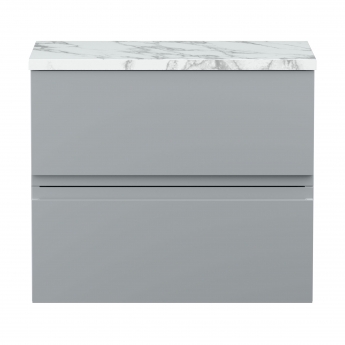 Hudson Reed Urban Wall Hung 2-Drawer Vanity Unit with Carrera Marble Worktop 600mm Wide - Satin Grey | Product Image