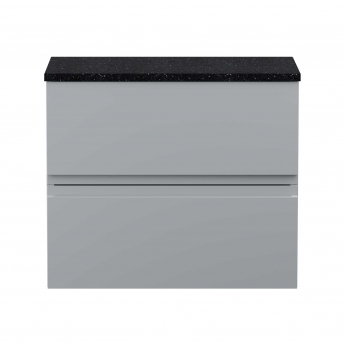 Hudson Reed Urban Wall Hung 2-Drawer Vanity Unit with Sparkling Black Worktop 600mm Wide - Satin Grey