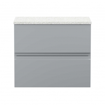 Hudson Reed Urban Wall Hung 2-Drawer Vanity Unit with Sparkling White Worktop 600mm Wide - Satin Grey