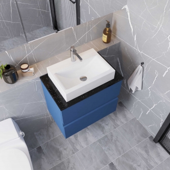 Hudson Reed Urban Wall Hung 2-Drawer Vanity Unit with Bellato Grey Worktop 600mm Wide - Satin Grey