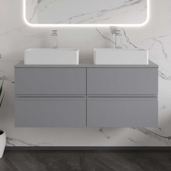 Hudson Reed Urban Wall Hung 4-Drawer Vanity Unit with Worktop 1200mm Wide - Satin Grey