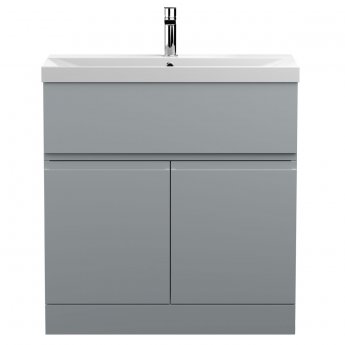 Hudson Reed Urban Floor Standing 2-Door Vanity Unit with Basin 3 Satin Grey - 800mm Wide | Product Image