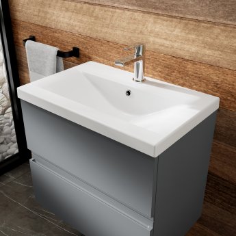 Hudson Reed Urban Wall Hung 2-Drawer Vanity Unit with Basin 1 Satin Grey - 800mm Wide | Product Image