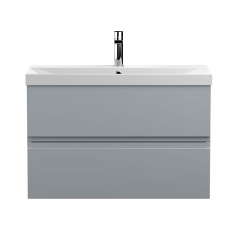 Hudson Reed Urban Wall Hung 2-Drawer Vanity Unit with Basin 3 Satin Grey - 800mm Wide