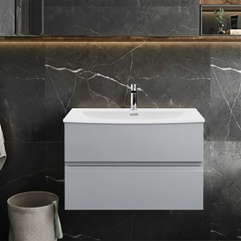 Hudson Reed Urban Wall Hung 2-Drawer Vanity Unit with Basin 4 Satin Grey - 800mm Wide