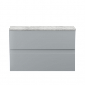 Hudson Reed Urban Wall Hung 2-Drawer Vanity Unit with Ballato Grey Worktop 800mm Wide - Satin Grey