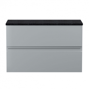 Hudson Reed Urban Wall Hung 2-Drawer Vanity Unit with Sparkling Black Worktop 800mm Wide - Satin Grey