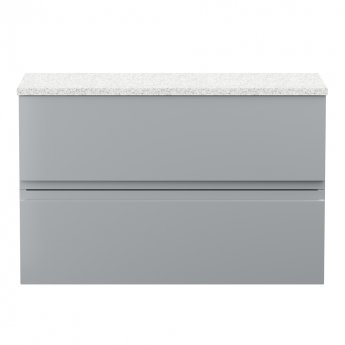 Hudson Reed Urban Wall Hung 2-Drawer Vanity Unit with Sparkling White Worktop 800mm Wide - Satin Grey